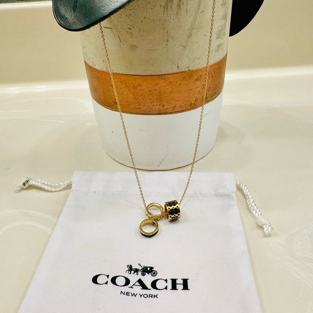 Coach Gold Minimalist Necklace with Pendant Charms